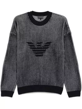 Emporio Armani двухцветный свитер рыбацкой вязки, синий