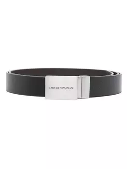 Emporio Armani двусторонний ремень с пряжкой-логотипом, черный