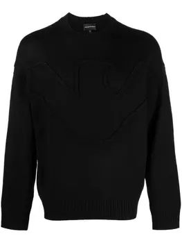 Emporio Armani джемпер из смесовой шерсти с вышитым логотипом, черный