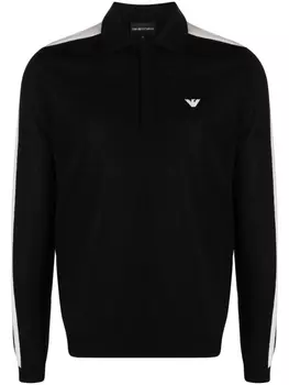 Emporio Armani джемпер из вирджинской шерсти с вышитым логотипом, черный