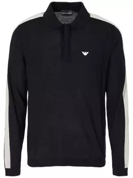Emporio Armani джемпер из вирджинской шерсти с вышитым логотипом, черный