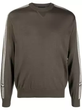 Emporio Armani джемпер из вирджинской шерсти вязки интарсия, коричневый