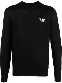 Emporio Armani джемпер с логотипом Eagle, черный