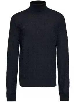 Emporio Armani джемпер с логотипом и жаккардовым воротником, черный
