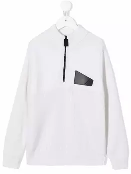 Emporio Armani джемпер с нашивкой-логотипом, белый