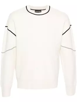 Emporio Armani джемпер с отделкой в рубчик, нейтральный цвет