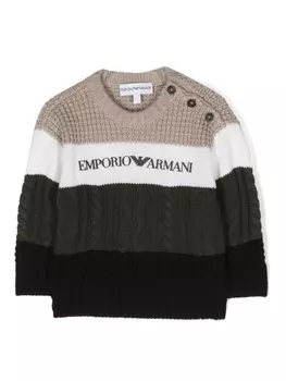 Emporio Armani джемпер с тисненым логотипом, нейтральный цвет