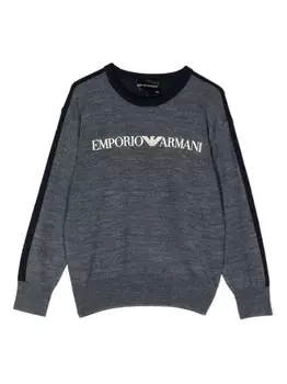 Emporio Armani джемпер с вышитым логотипом, синий