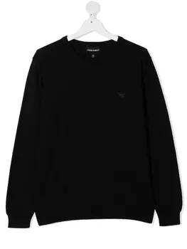Emporio Armani джемпер с вышитым логотипом, синий