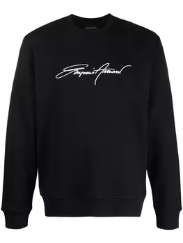 Emporio Armani джемпер с вышитым логотипом, синий