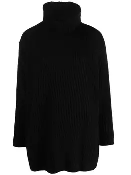 Emporio Armani джемпер в рубчик с высоким воротником, черный