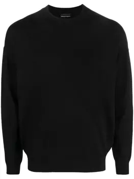 Emporio Armani джемпер вязки интарсия из вирджинской шерсти, черный