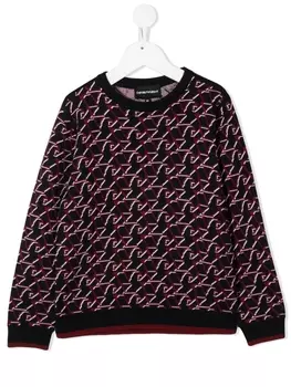 Emporio Armani джемпер вязки интарсия с круглым вырезом, черный