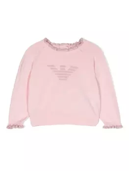 Emporio Armani джемпер вязки интарсия с логотипом, розовый