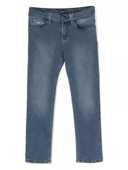 Emporio Armani джинсы с эффектом потертости, синий
