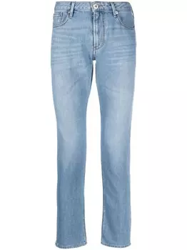 Emporio Armani джинсы узкого кроя с эффектом потертости, синий