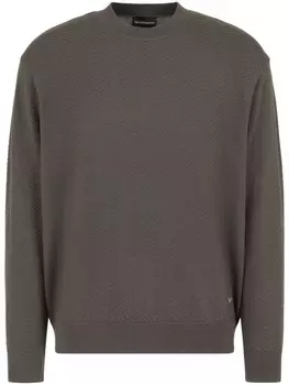 Emporio Armani фактурный джемпер из вирджинской шерсти, серый