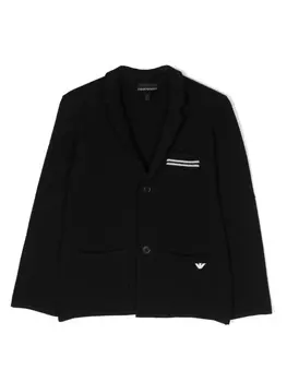 Emporio Armani фактурный кардиган с вышитым логотипом, синий