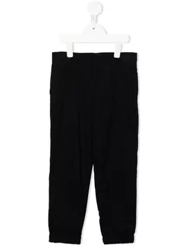 Emporio Armani fine-ribbed straight-leg trousers, синий