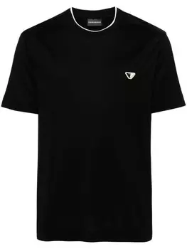 Emporio Armani футболка из джерси с вышитым логотипом, черный