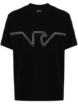 Emporio Armani футболка из хлопка с вышитым логотипом, синий