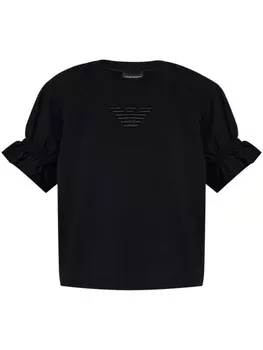 Emporio Armani футболка из хлопка с вышитым логотипом, черный