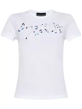 Emporio Armani футболка из хлопка с вышитым логотипом, белый