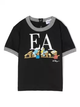 Emporio Armani футболка из органического хлопка с принтом Smurfs, синий