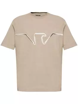 Emporio Armani футболка с аппликацией логотипа, нейтральный цвет