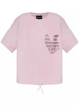 Emporio Armani футболка с декорированным логотипом, розовый
