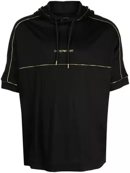 Emporio Armani футболка с капюшоном и логотипом, черный