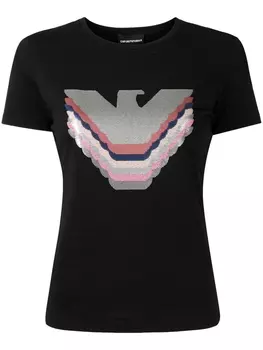 Emporio Armani футболка с логотипом и пайетками, черный