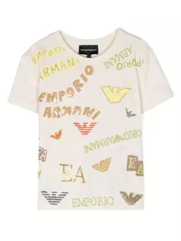 Emporio Armani футболка с логотипом, нейтральный цвет