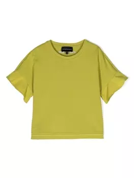 Emporio Armani футболка с оборками, зеленый