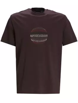 Emporio Armani футболка с тисненым логотипом, коричневый