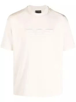 Emporio Armani футболка с тисненым логотипом, нейтральный цвет