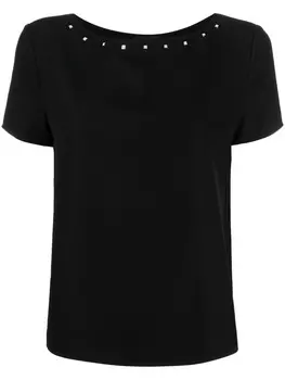 Emporio Armani футболка с вырезом-лодочкой и заклепками, черный