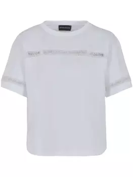 Emporio Armani футболка с вышитым логотипом, белый