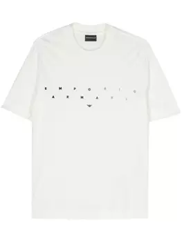 Emporio Armani футболка с вышитым логотипом, белый