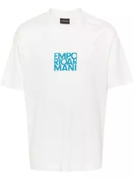 Emporio Armani футболка с вышитым логотипом, белый