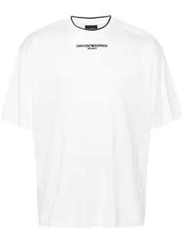 Emporio Armani футболка с вышитым логотипом, белый