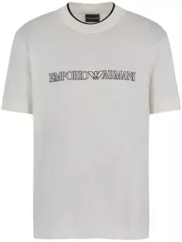 Emporio Armani футболка с вышитым логотипом, белый
