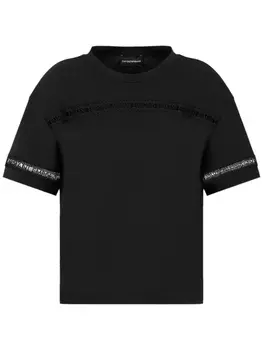 Emporio Armani футболка с вышитым логотипом, черный