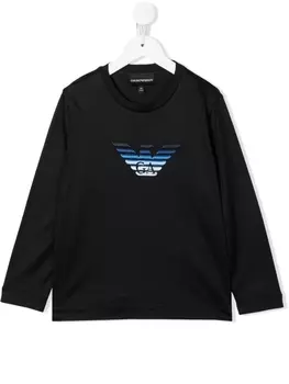 Emporio Armani футболка с вышитым логотипом, черный
