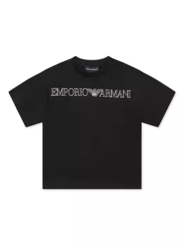 Emporio Armani футболка с вышитым логотипом, черный