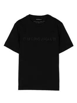 Emporio Armani футболка с вышитым логотипом, черный