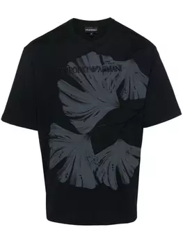 Emporio Armani футболка с вышитым логотипом, черный