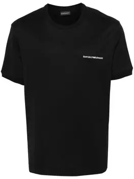 Emporio Armani футболка с вышитым логотипом, черный
