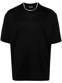Emporio Armani футболка с вышитым логотипом, черный
