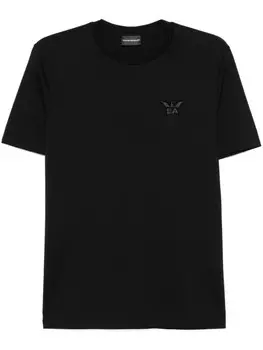Emporio Armani футболка с вышитым логотипом, черный
